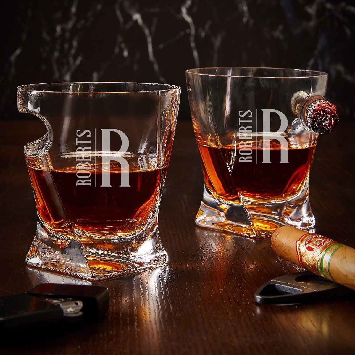 Personalized Twist Whiskey Cigar Glass