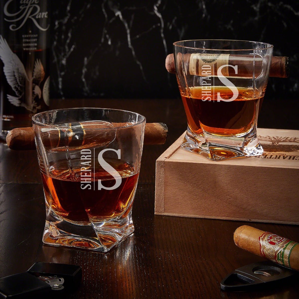 Oakmont deals Personalized Whiskey Glass and Cigar Gift Set - Custom Cigar Case, Engraved Whiskey Glass, Etched Divot Tool, Unique Gifts for Men