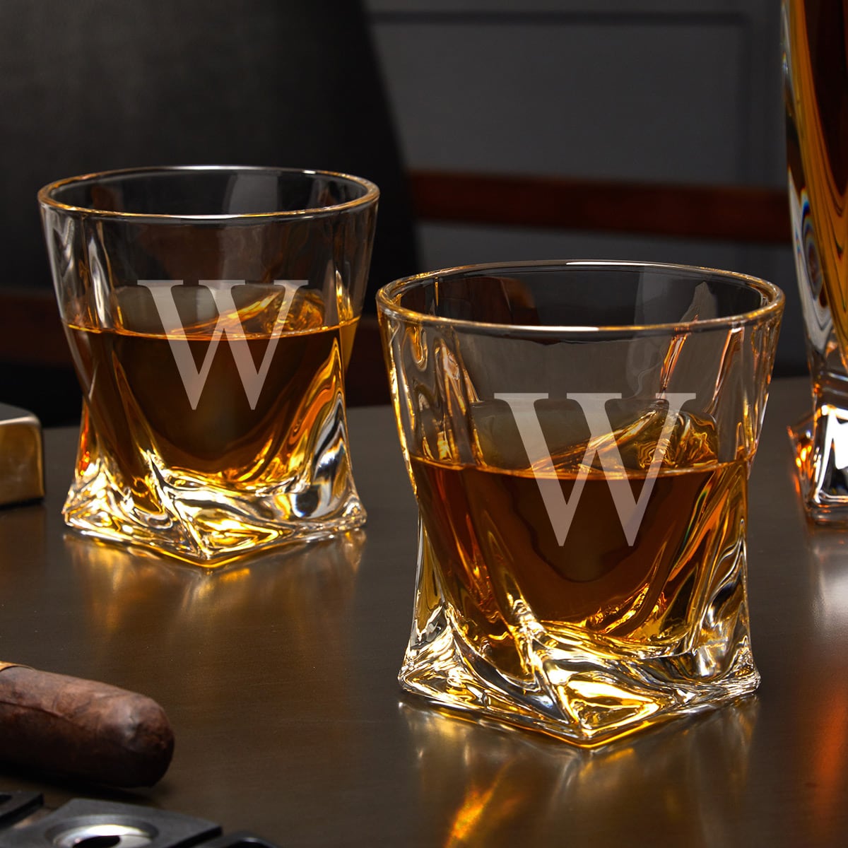 Personalized Twist Whiskey Decanter Set