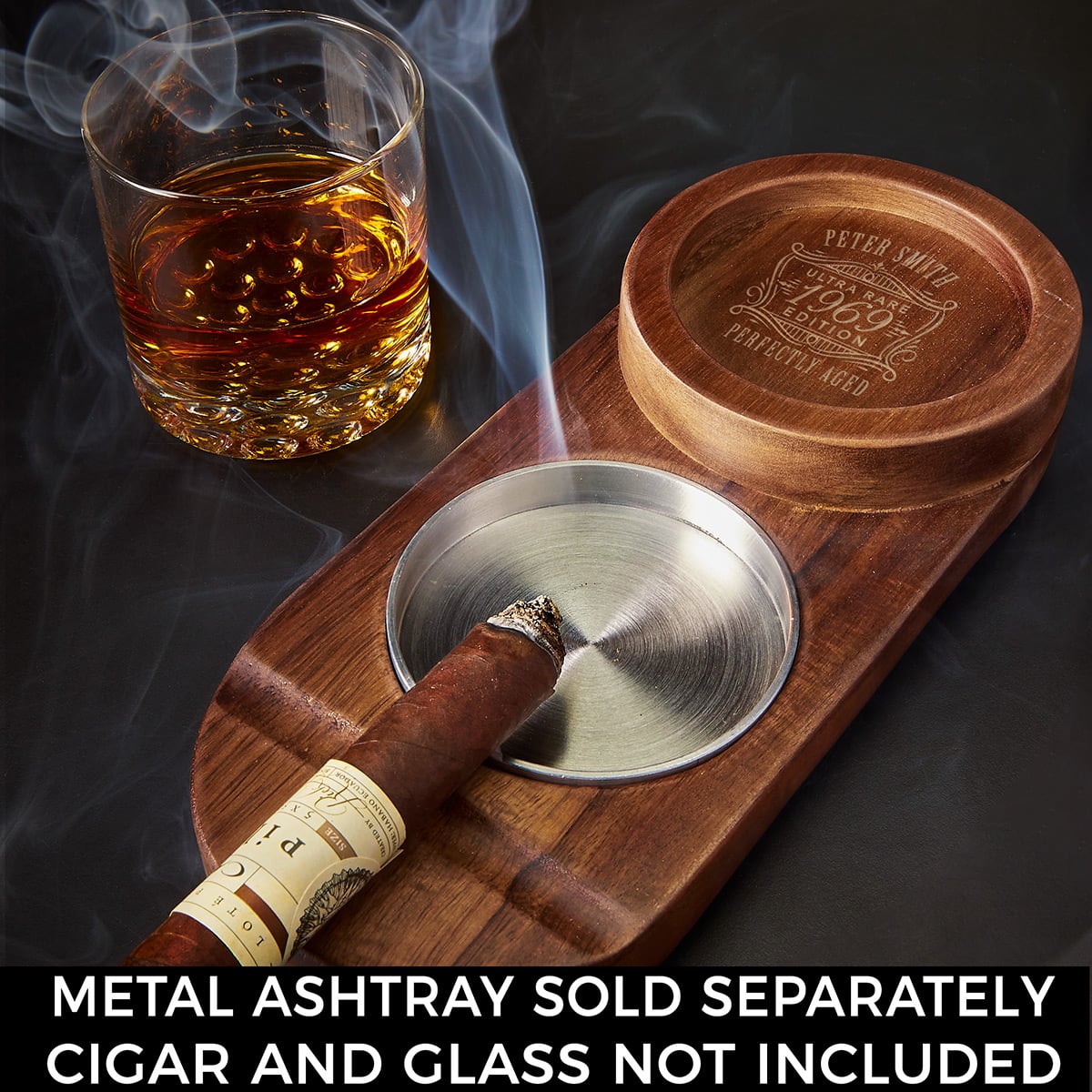 Personalized Whiskey Holder and Cigar Ashtray
