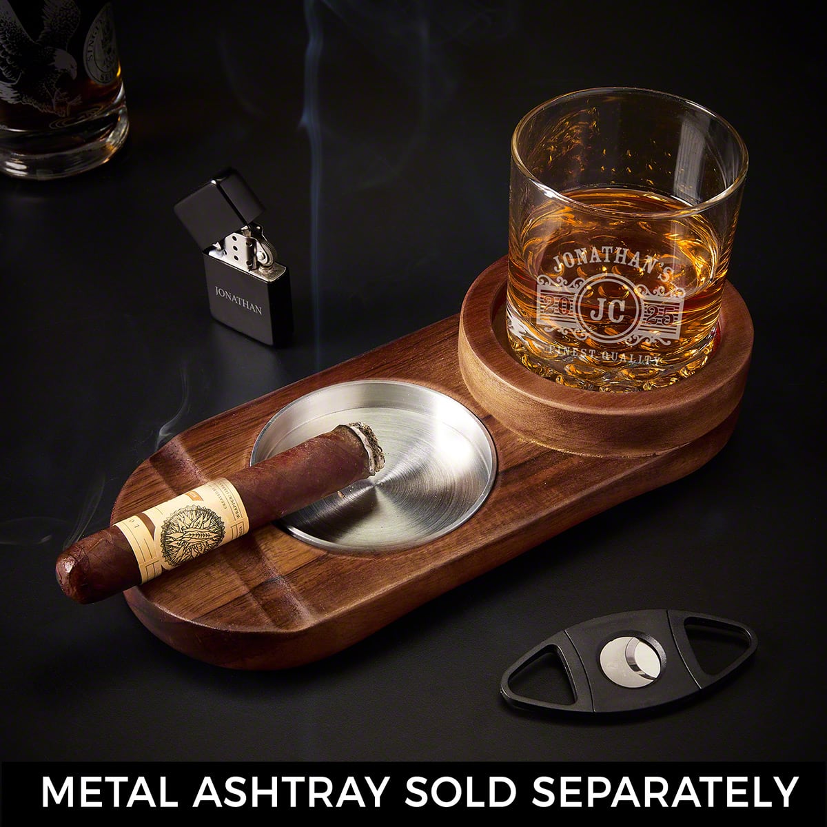 Personalized Whiskey Cigar Ashtray Gift Set