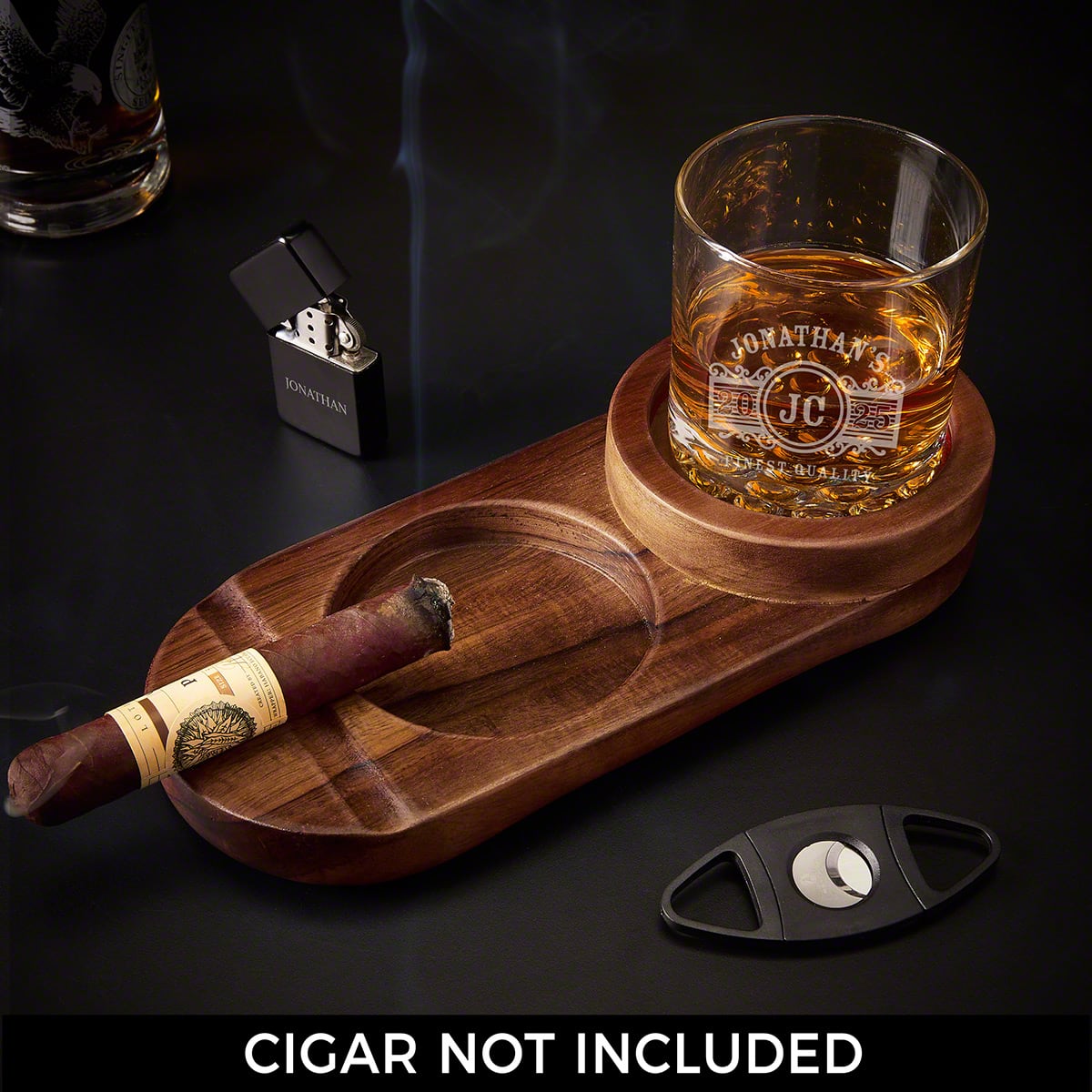 Personalized Whiskey Cigar Ashtray Gift Set