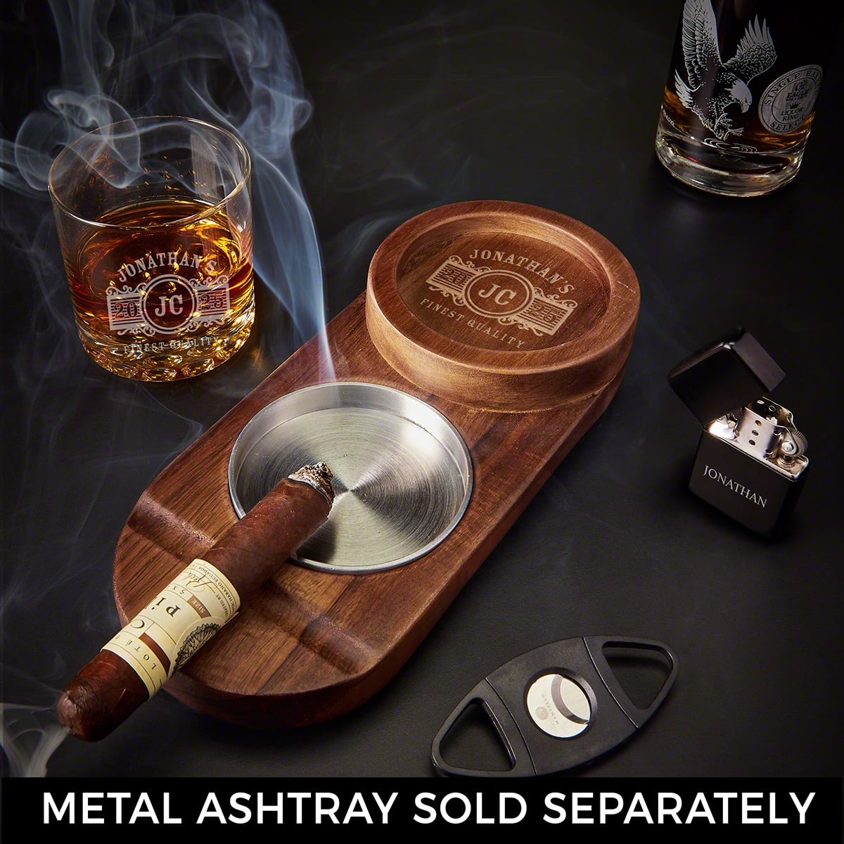 Personalized Whiskey Cigar Ashtray Gift Set