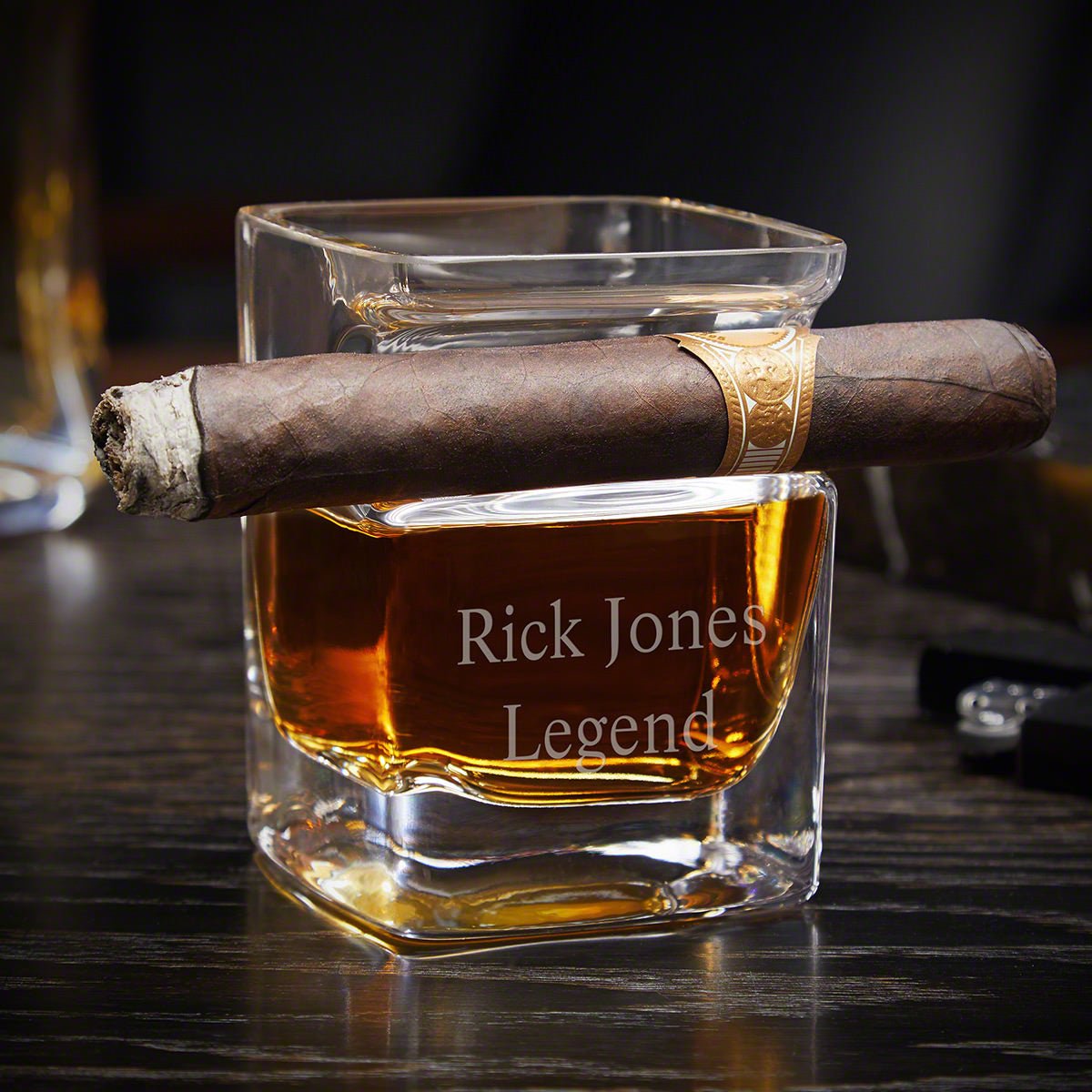 Personalized Whiskey Cigar Glass Holder