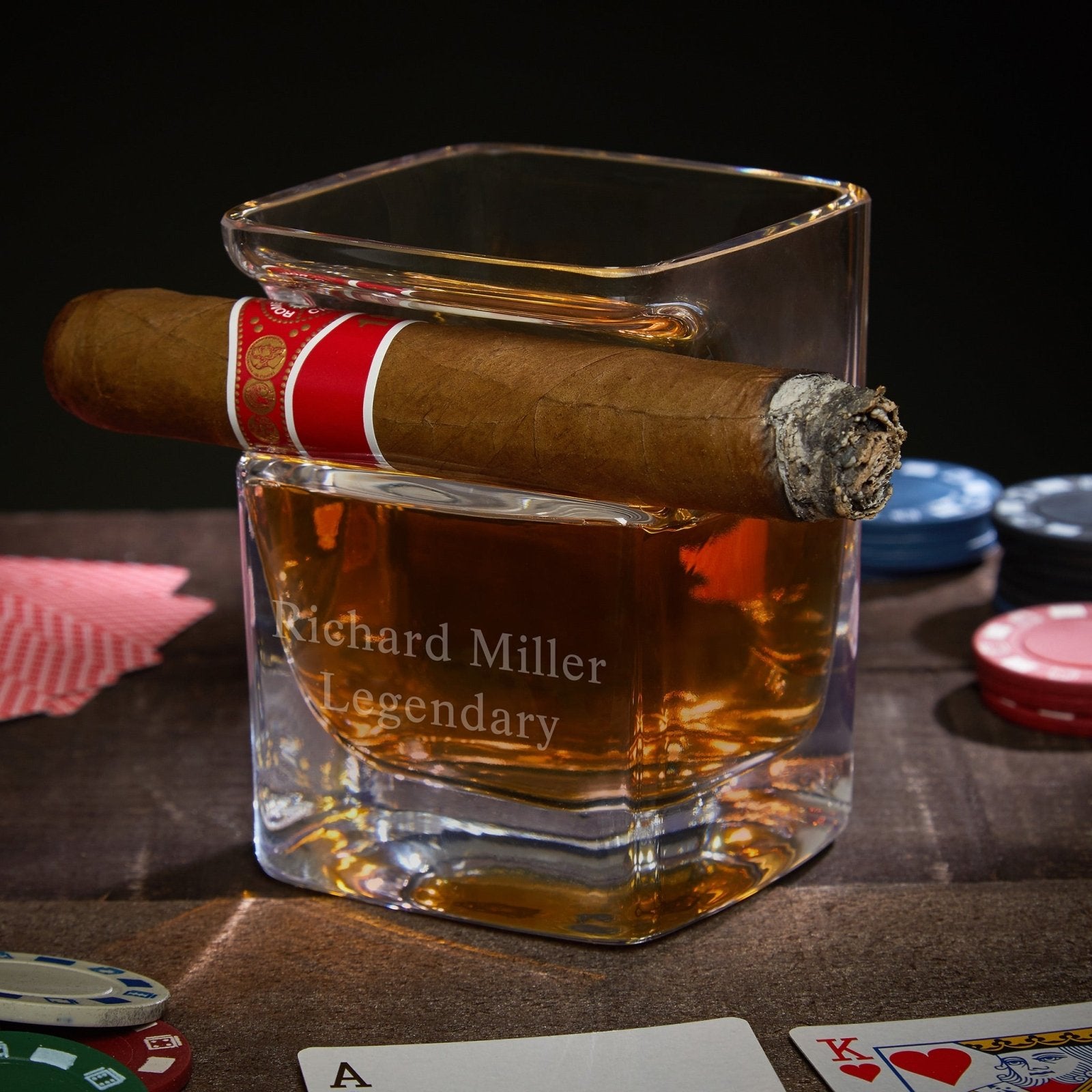 Personalized Whiskey Cigar Glass Holder