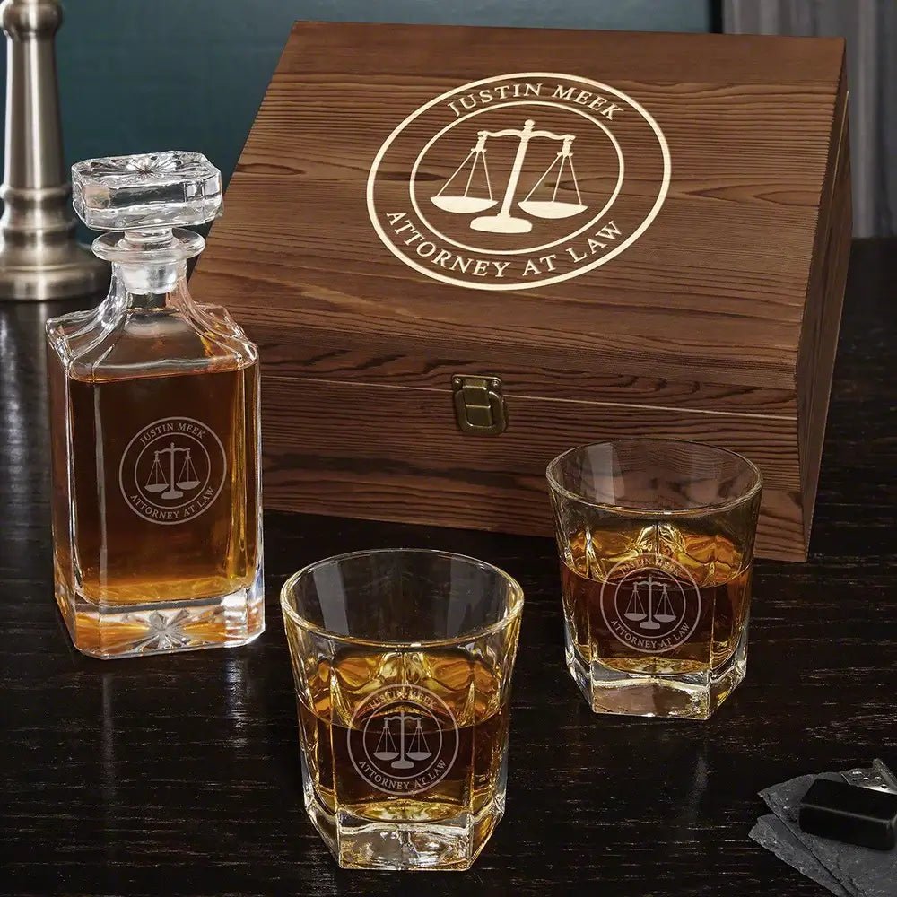 Personalized Whiskey Decanter Boxed Set