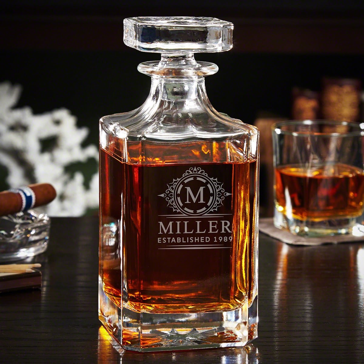 Personalized Whiskey Decanter Set with Colchester Glasses