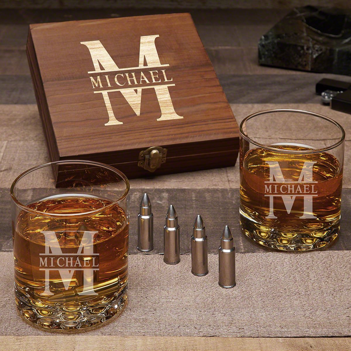 Quinton shops Custom Whiskey Stone Set with 6 Glencairn Whiskey Tasting Glasses - Whiskey Lover Gift, Engraved Whisky Snifter Glasses, Retirement