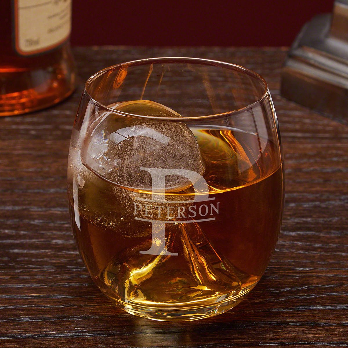 Personalized Whiskey Glass with Ice Ball