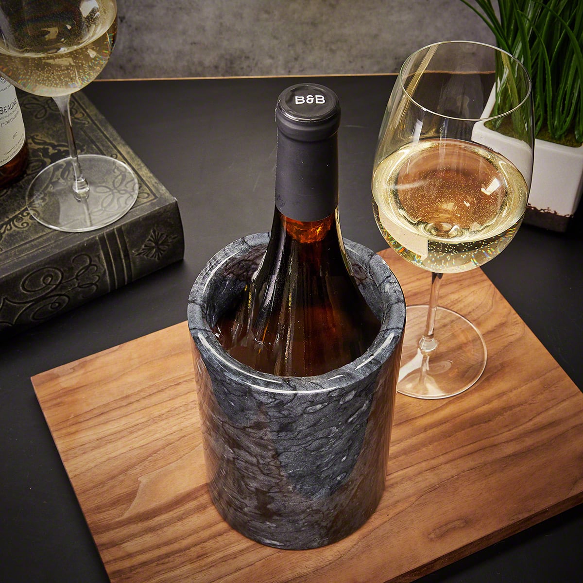 Custom Wine Chiller Box Set with Stemless Wine Glasses - 5pc 