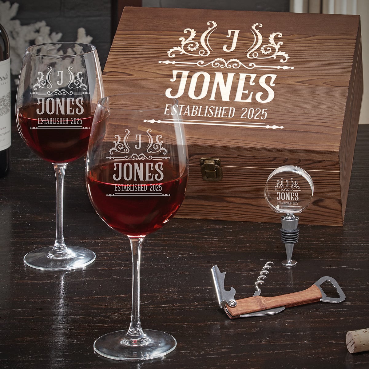 Personalized Wine Glasses Set - 4pc Canterbury