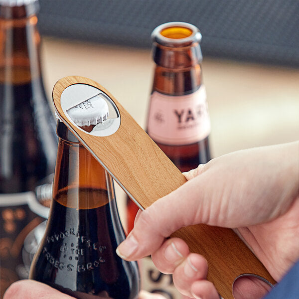 Personalized Wood Church Key Bottle Opener - Two Lines Design