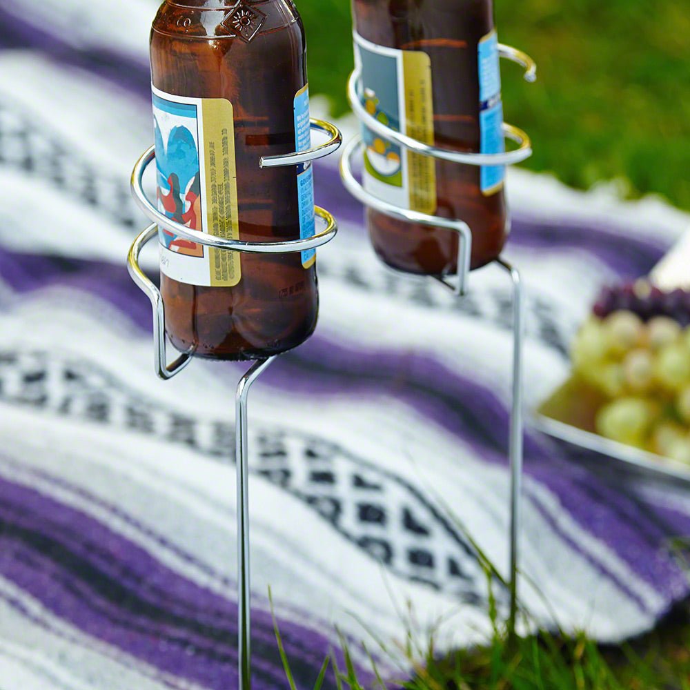 Picnic Brew Stix Chrome Bottle Holder Stakes, Set of 2