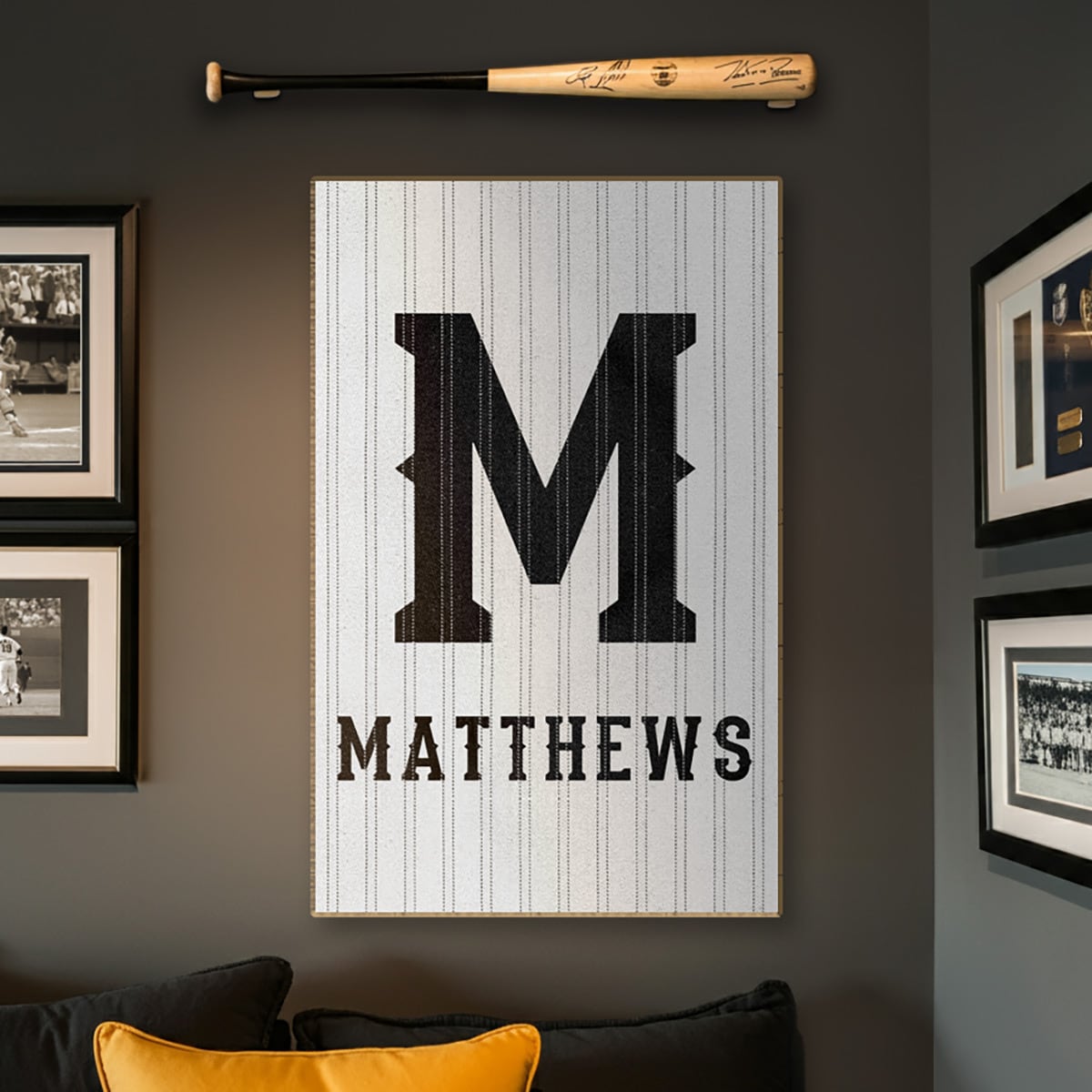 Pinstripe Jersey Custom Name Sign