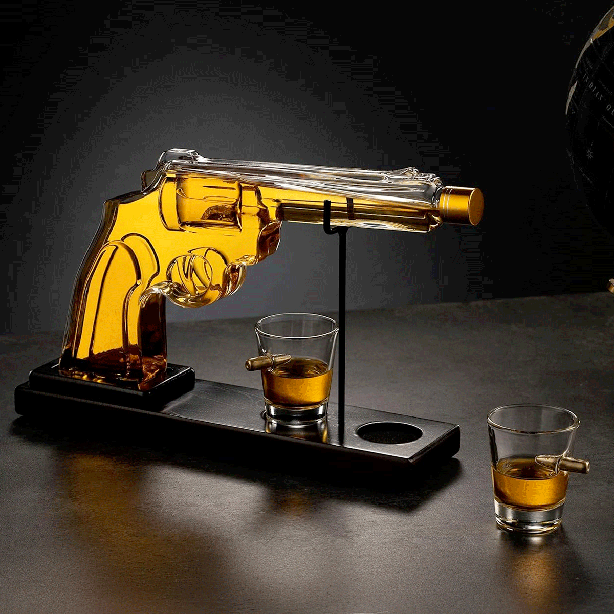 Pistol Liquor Decanter with Bullet Shot Glasses