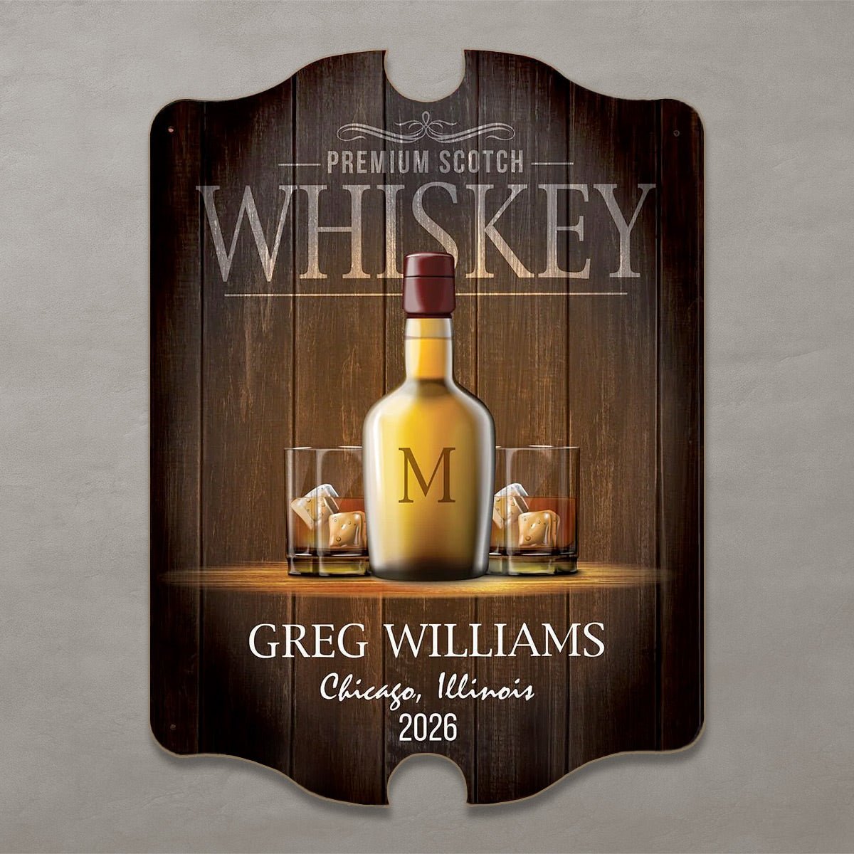 Premium Scotch Whiskey Personalized Wood Bar Sign