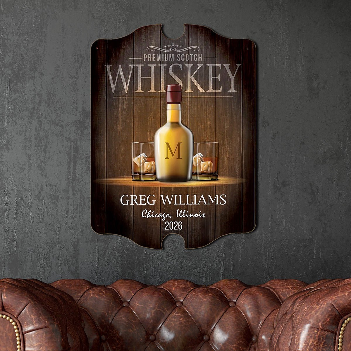 Premium Scotch Whiskey Personalized Wood Bar Sign