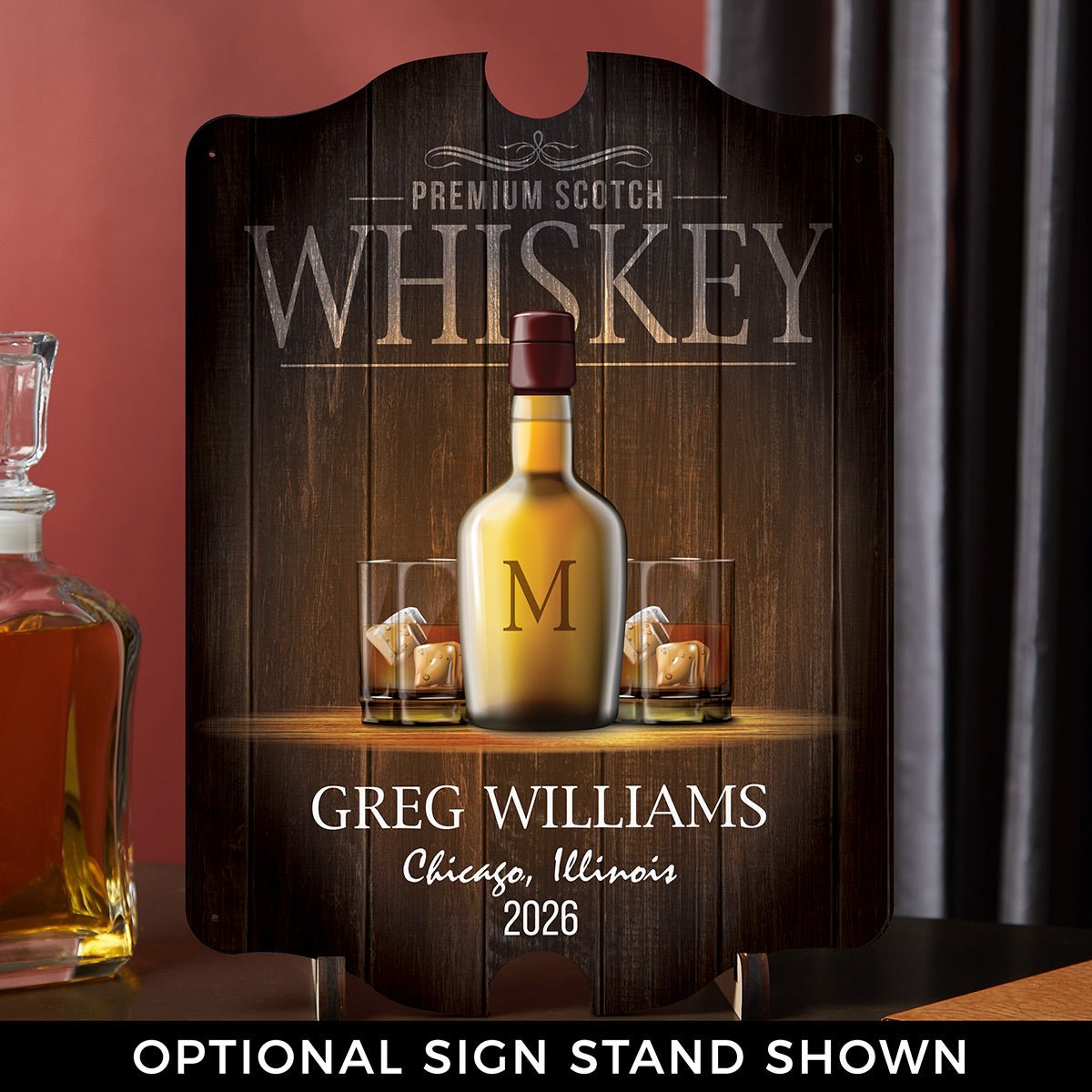 Premium Scotch Whiskey Personalized Wood Bar Sign