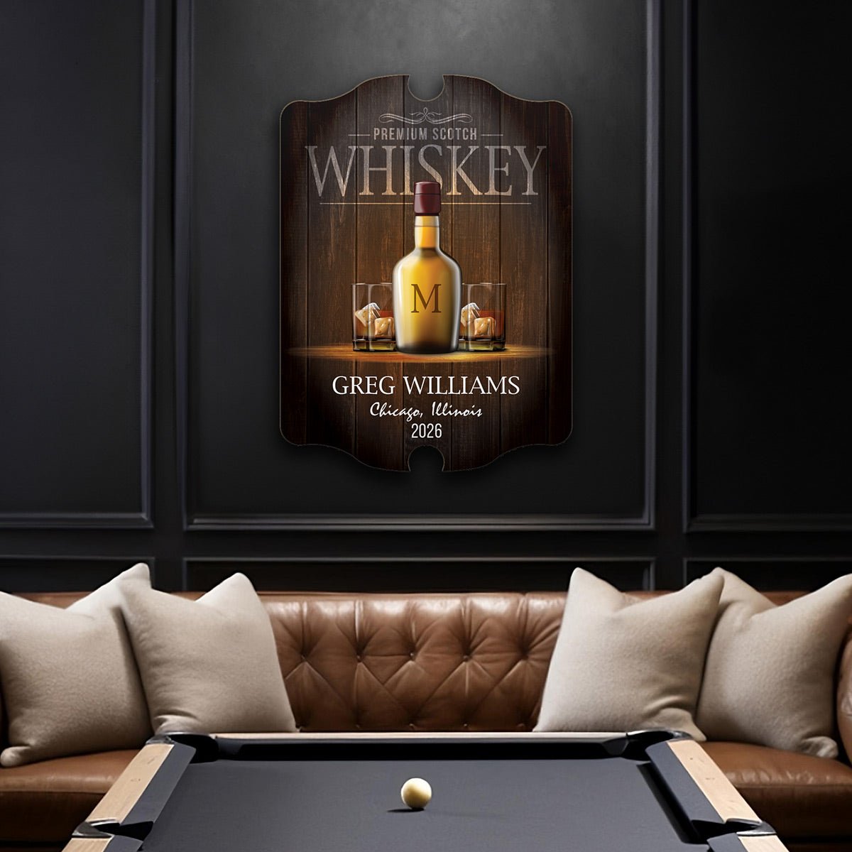 Premium Scotch Whiskey Personalized Wood Bar Sign