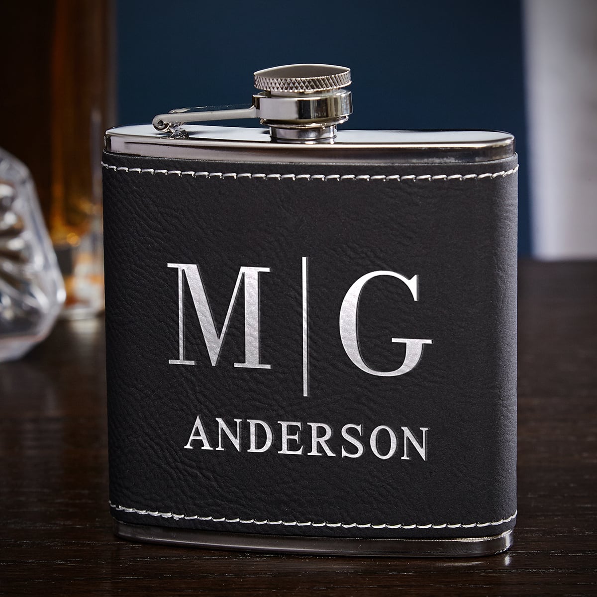 Black & Silver Personalized Hip Flask