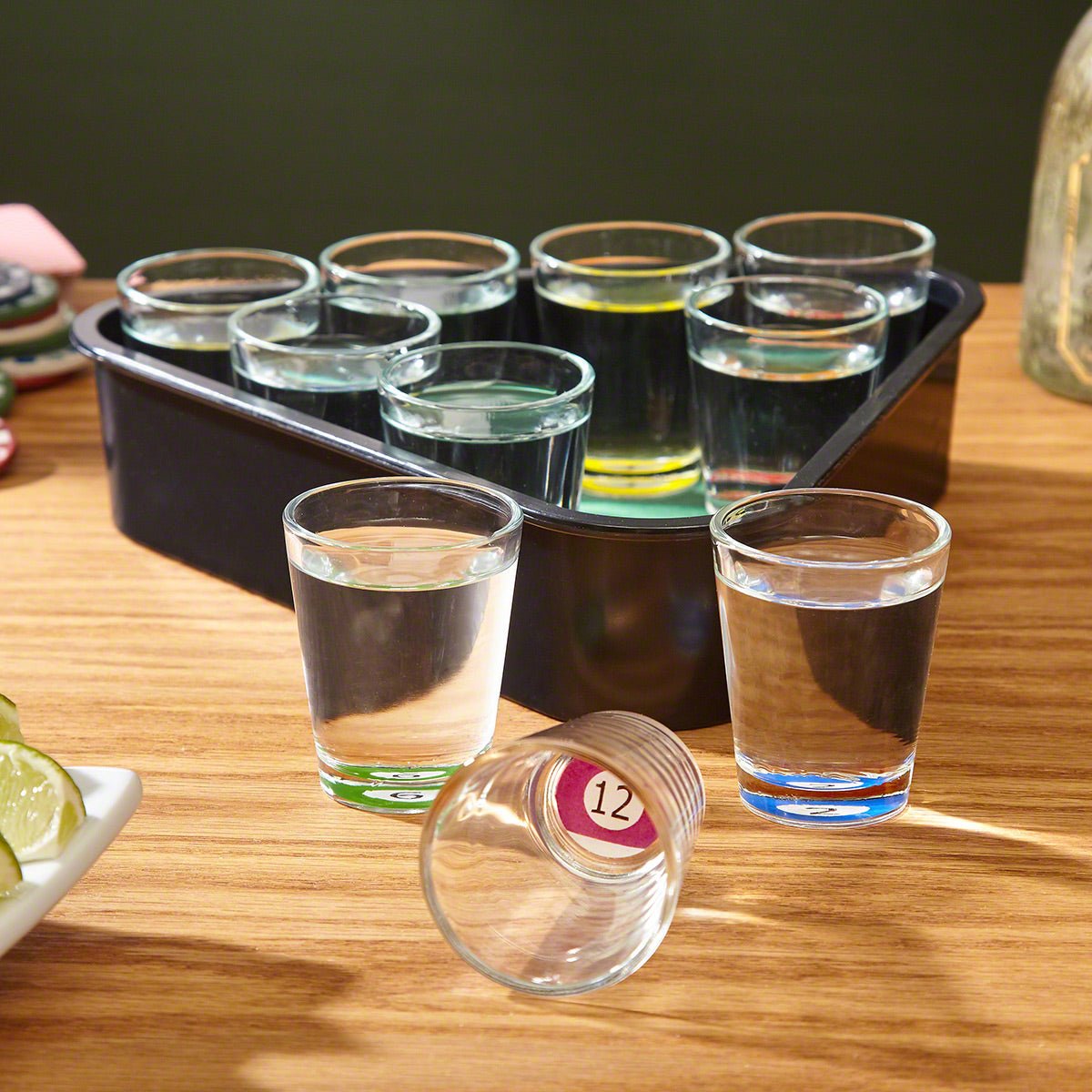 Rack Em Up Billiards Shot Glass Set