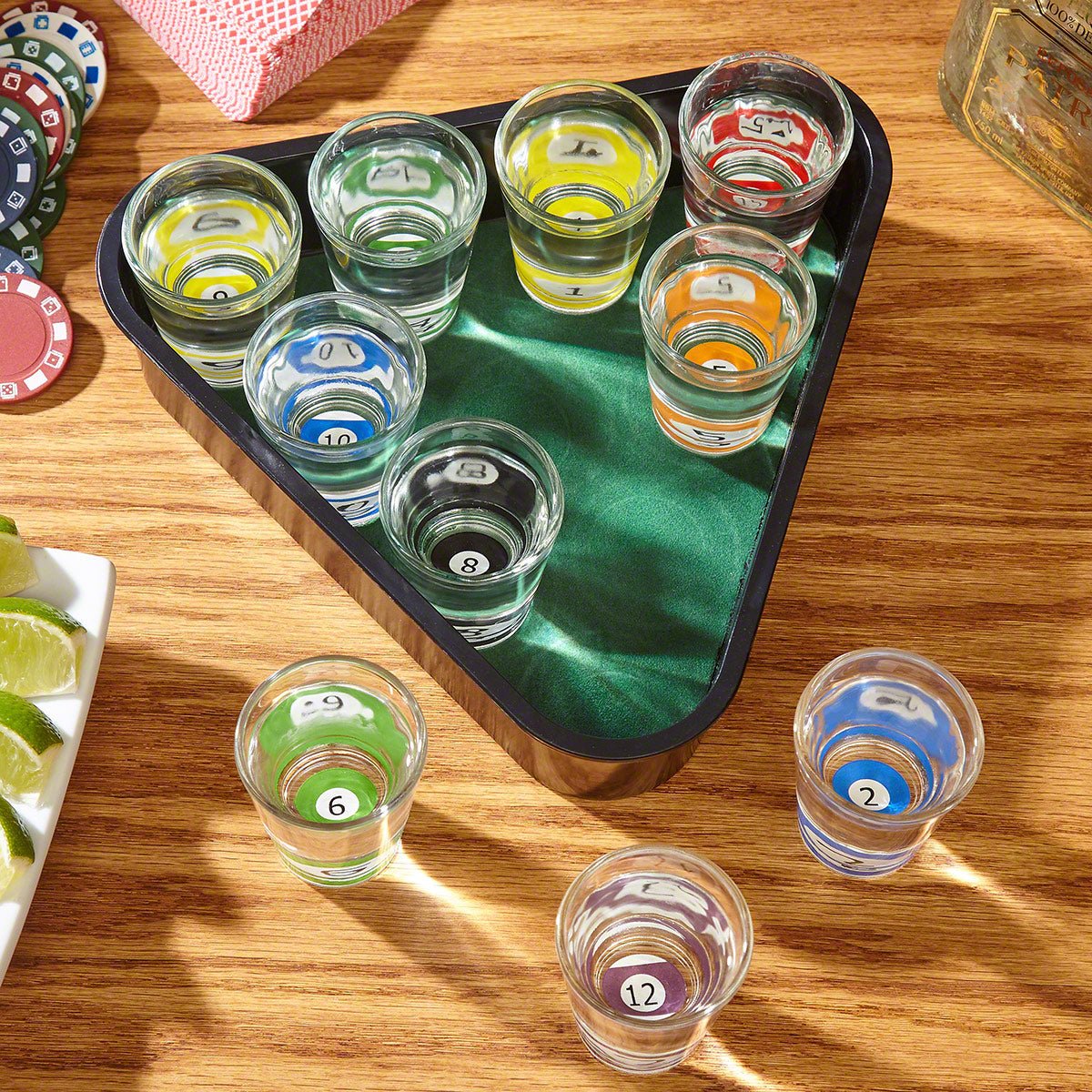 Rack Em Up Billiards Shot Glass Set