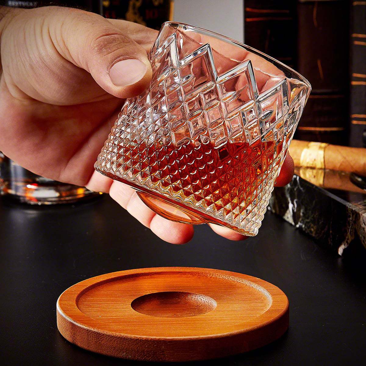 Remington Whiskey Spinning Glass