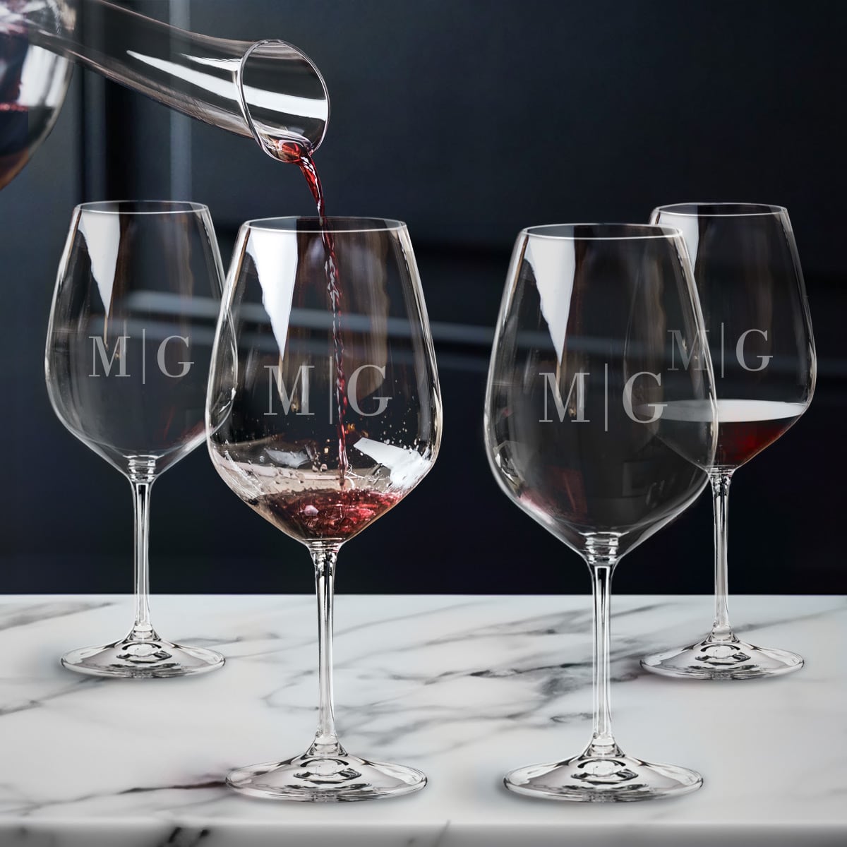 Riedel Wine Glasses, Engraved, Set of 4 - Cabernet/Red Wine Glasses