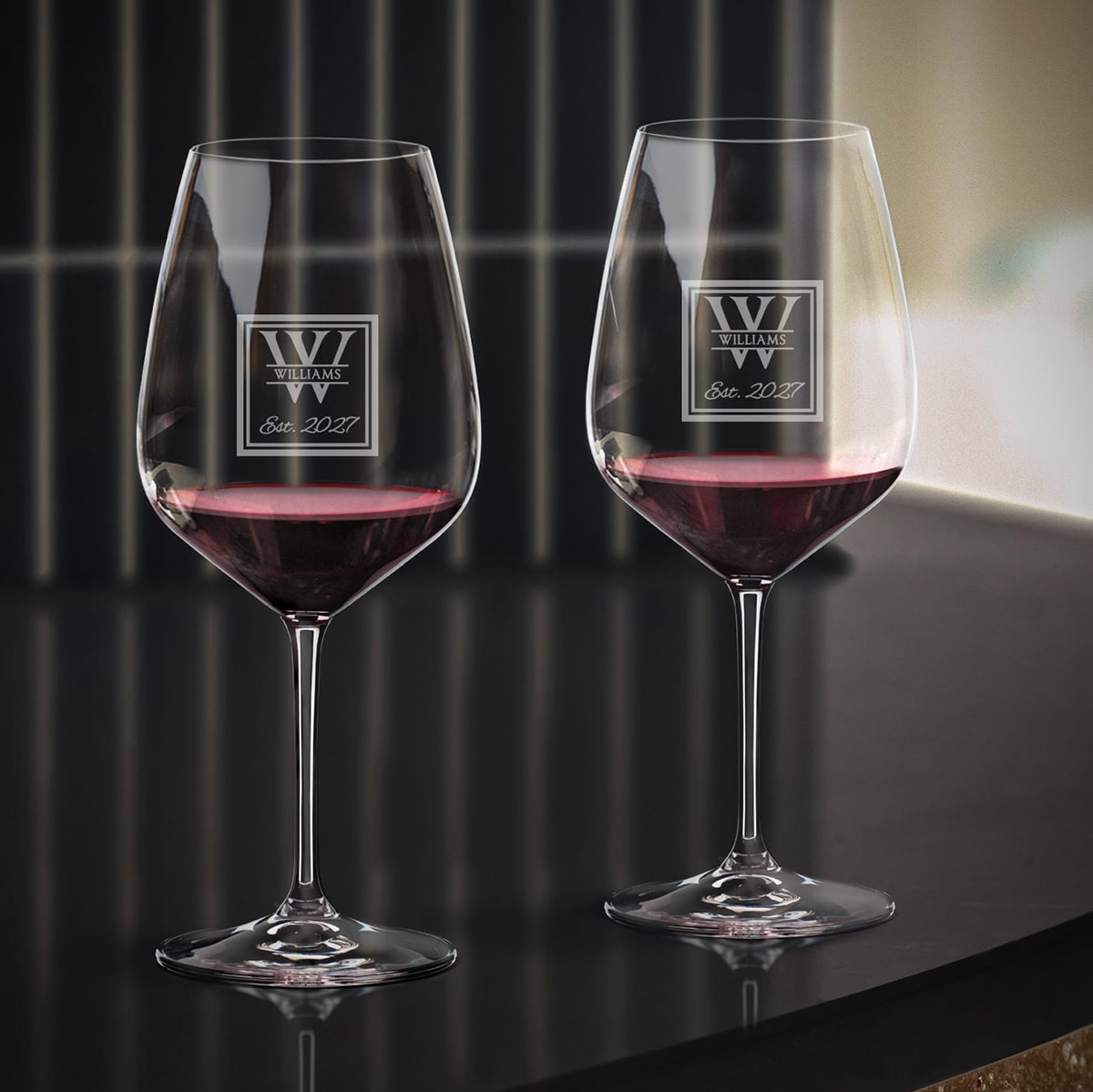 Riedel Wine Glasses, Engraved, Set of 2 - Cabernet/Red Wine Glasses