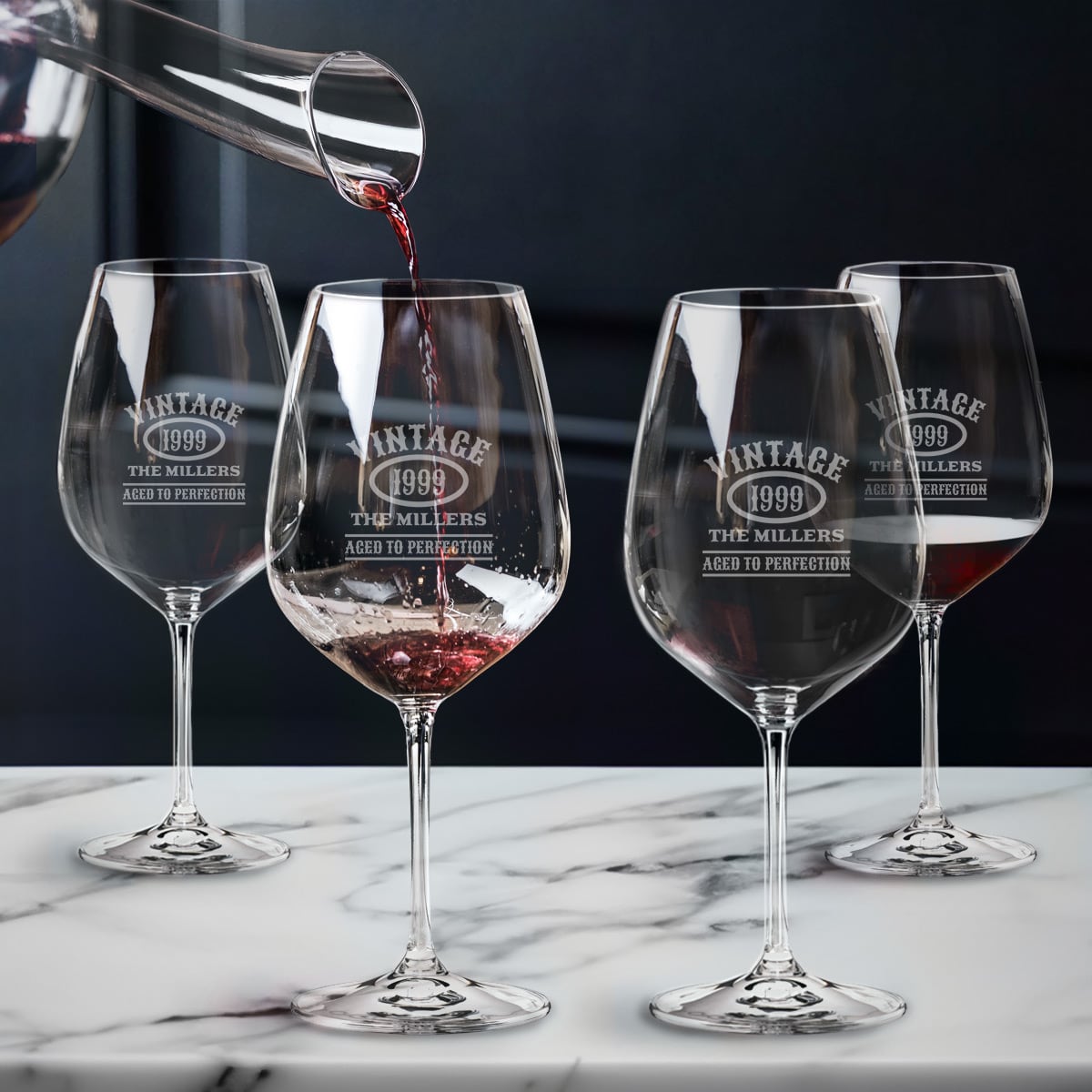 Riedel Wine Glasses, Engraved, Set of 4 - Cabernet/Red Wine Glasses