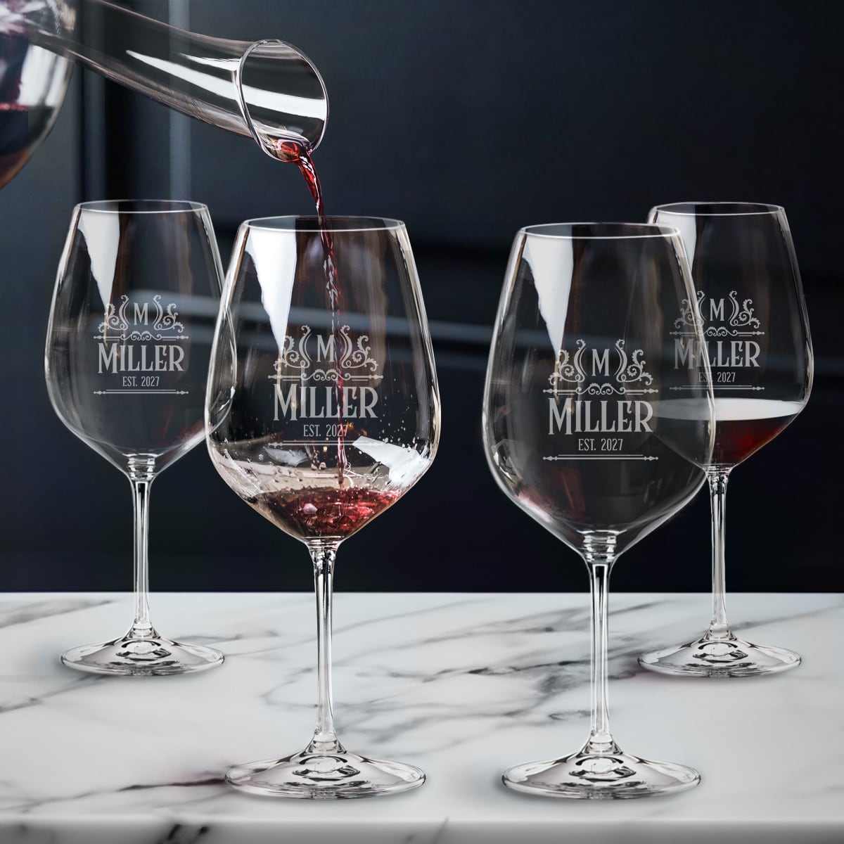 Riedel Wine Glasses, Engraved, Set of 4 - Cabernet/Red Wine Glasses