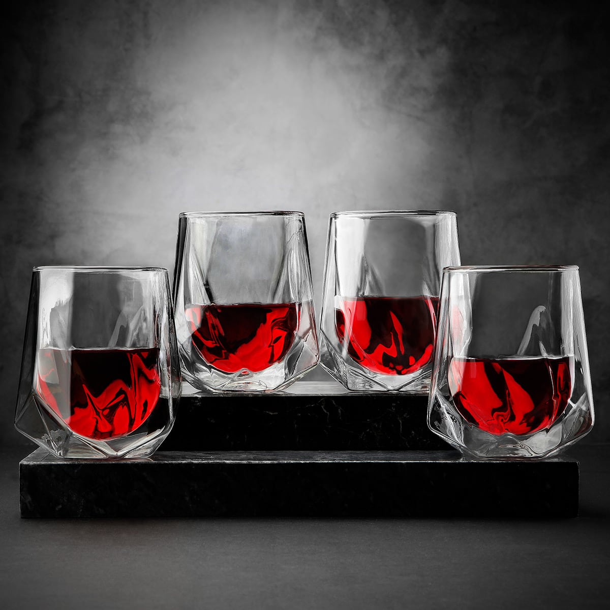 Rivendell Stemless Wine Glasses, Set of 4 - Aerating Wine Glasses