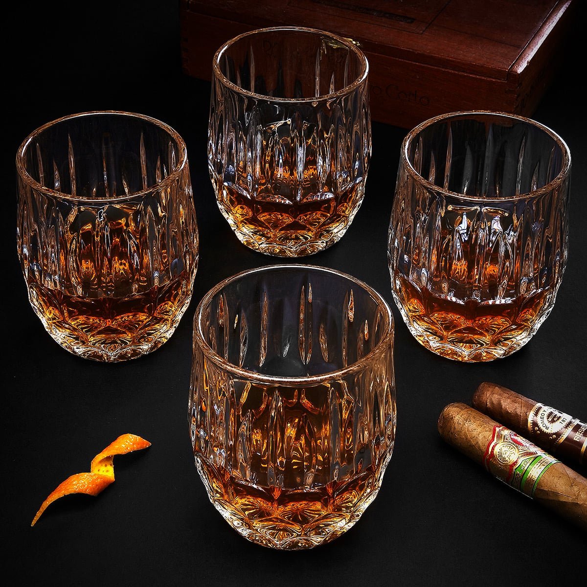 Roosevelt Whiskey Glass Cut Crystal, Set of 4