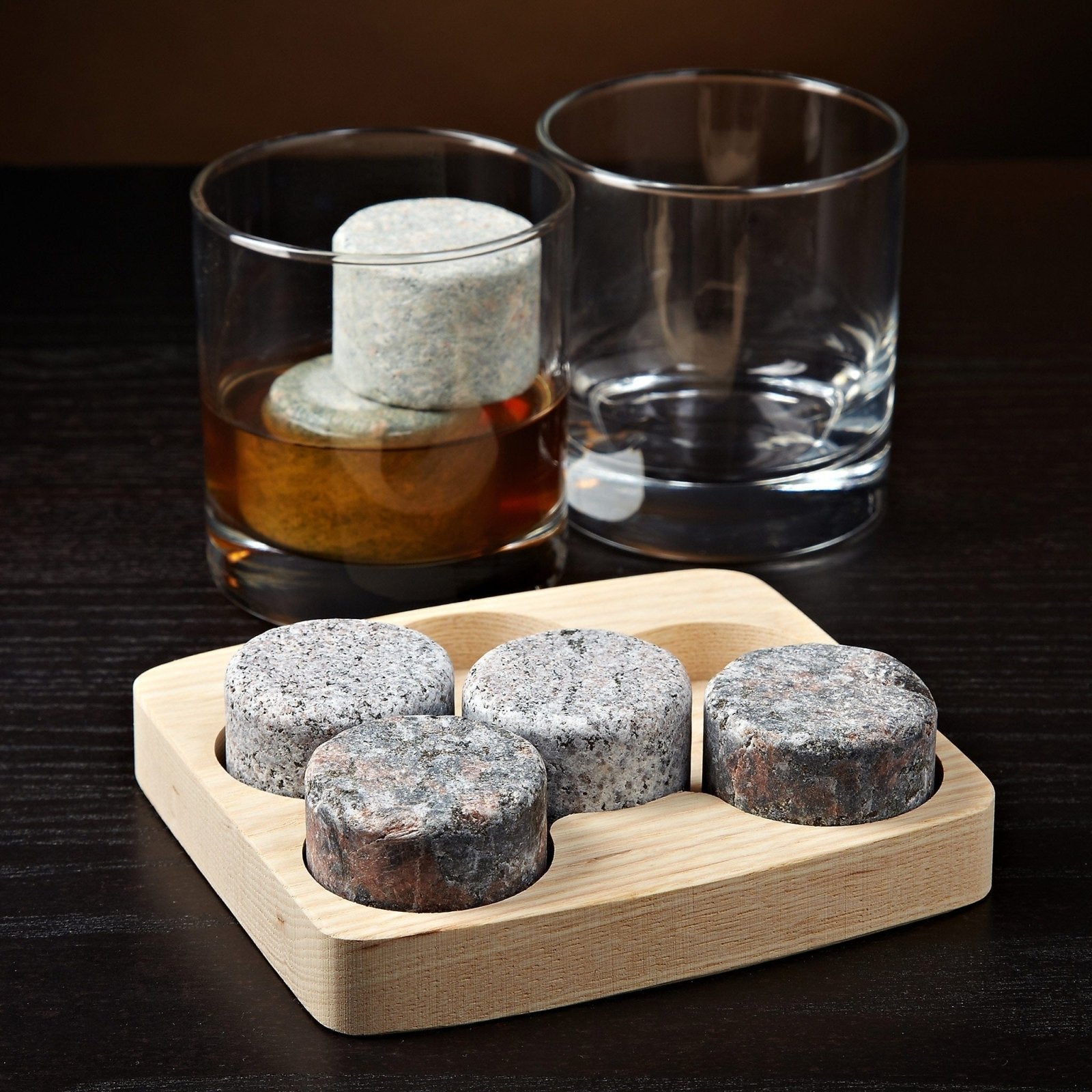 Round Whiskey Stones 6 Piece Set w/ FREE Tumblers (Engravable)