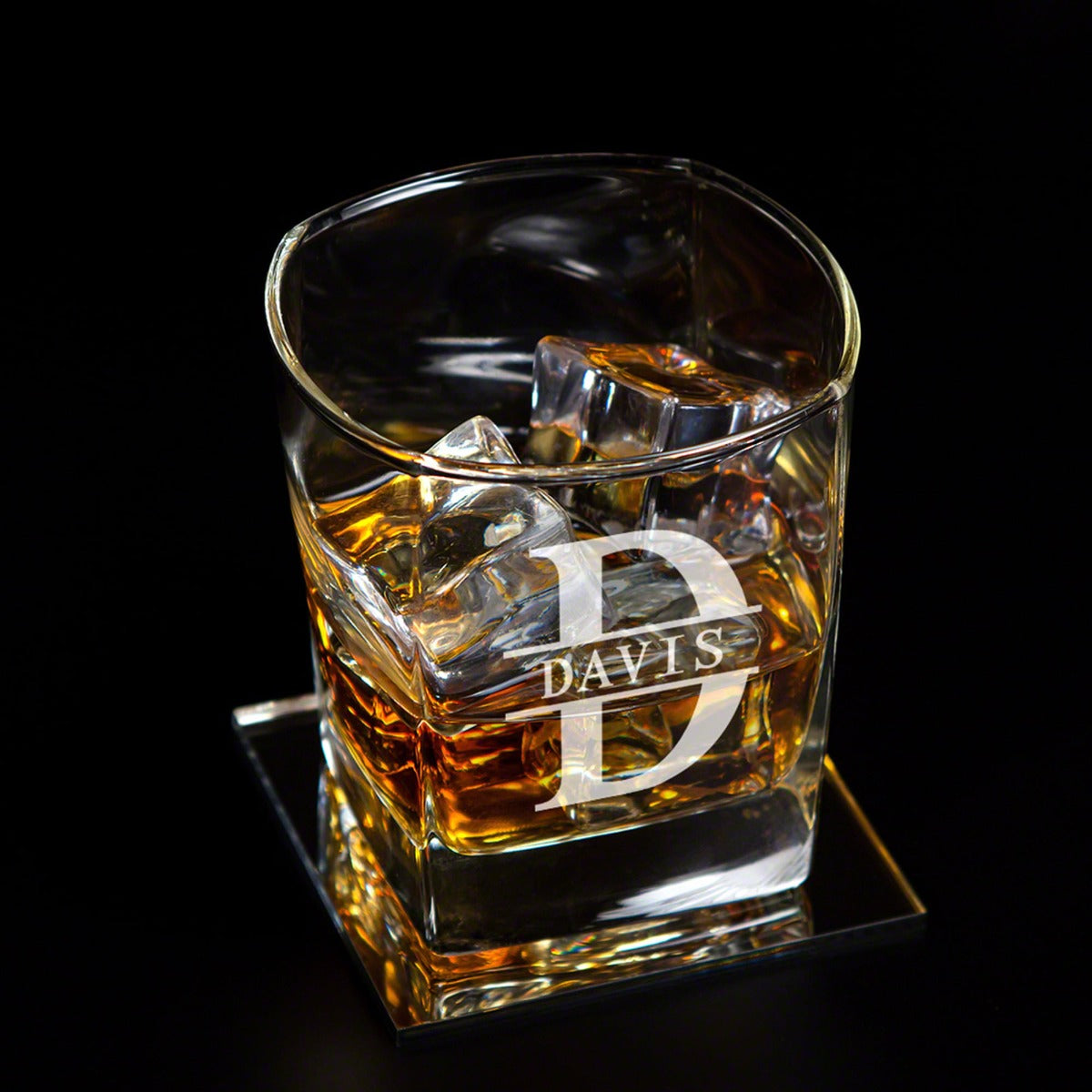 Custom Square Whiskey Glass Set with Bullet Whiskey Stones