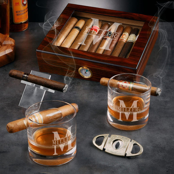 Cigar Humidor Gift popular Set with Matching Accessories, Great gift for your groomsmen or any cigar lovers.