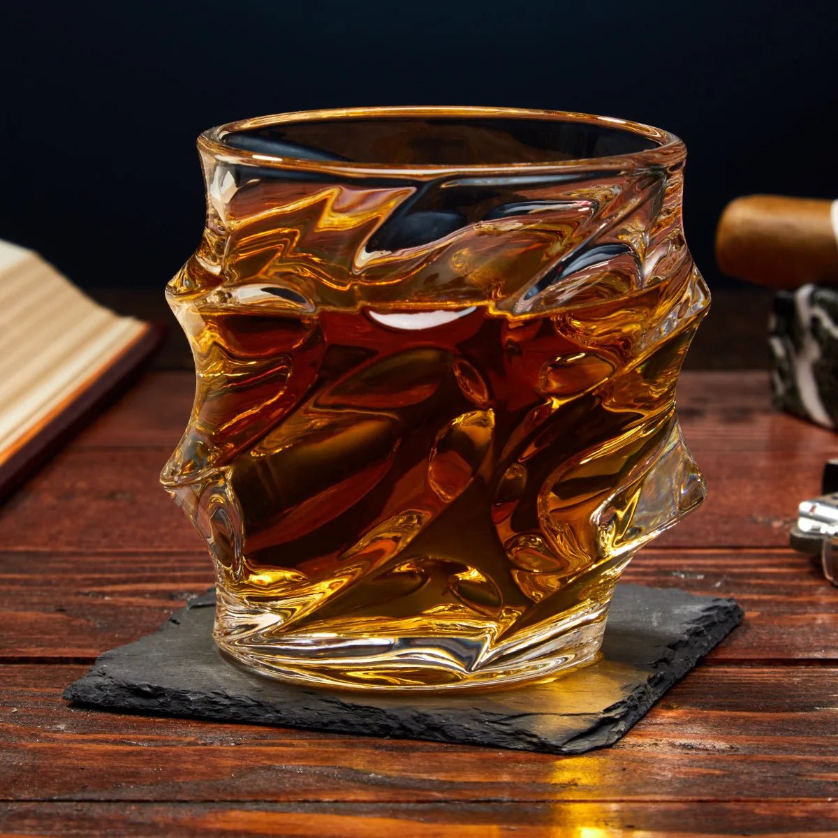 Sculpted Whiskey Glasses Boxed Set with Stones