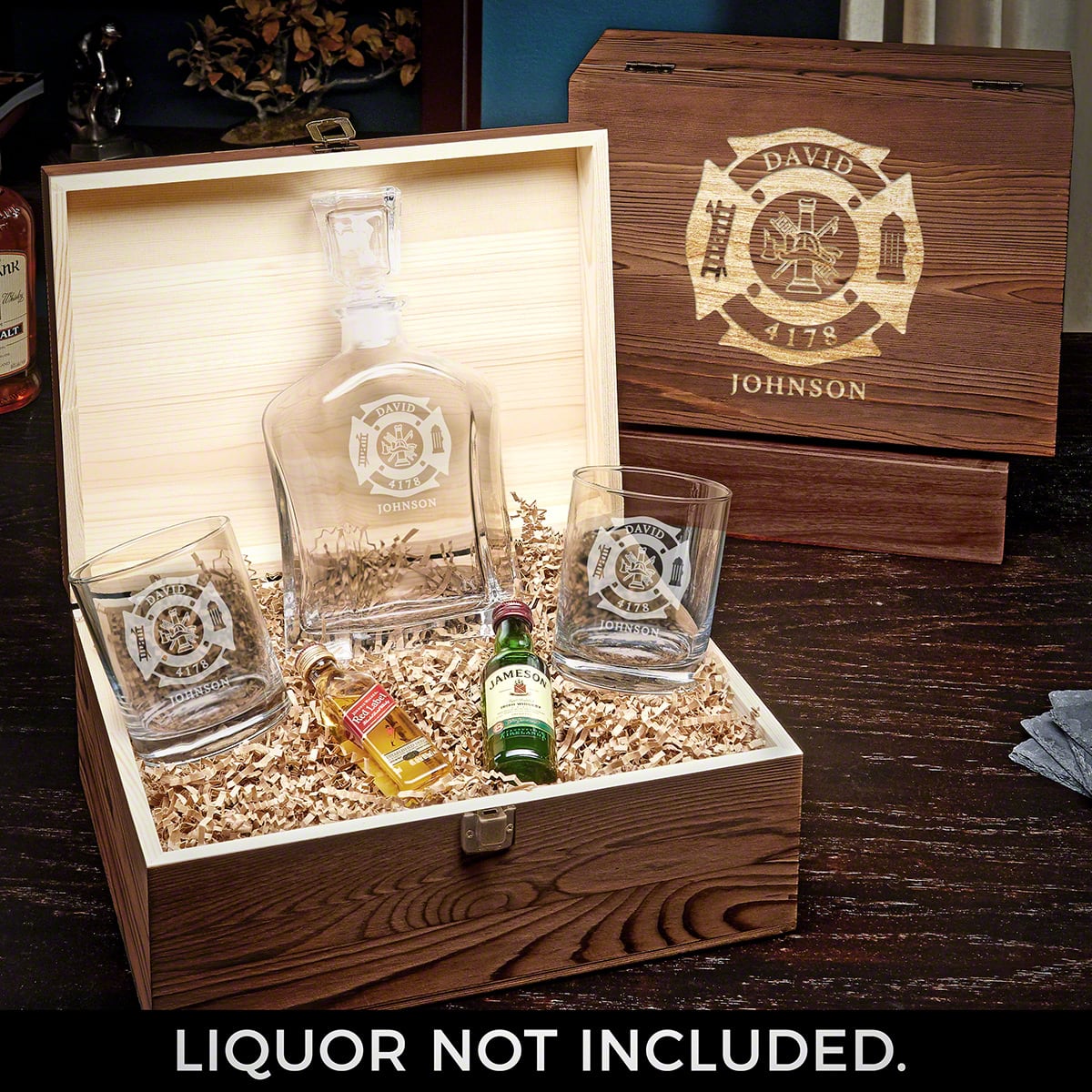 Argos Decanter Personalized Whiskey Set with Eastham Glasses - Gift for Firefighters