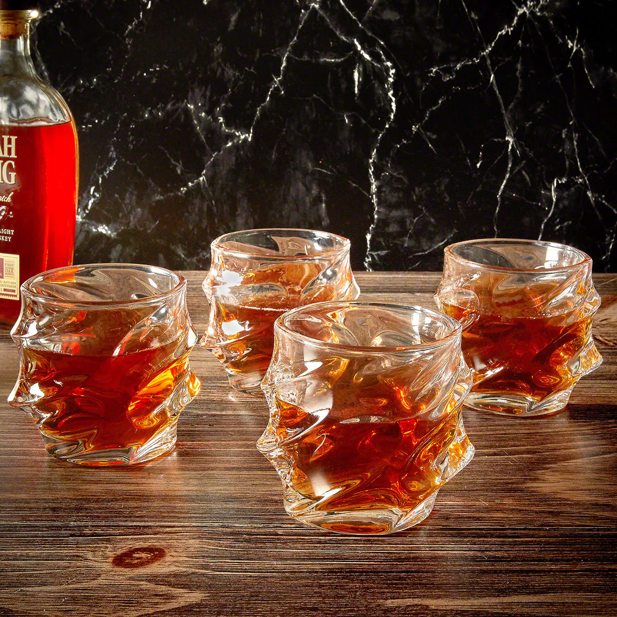 Sculpted Whiskey Glasses, Set of 4