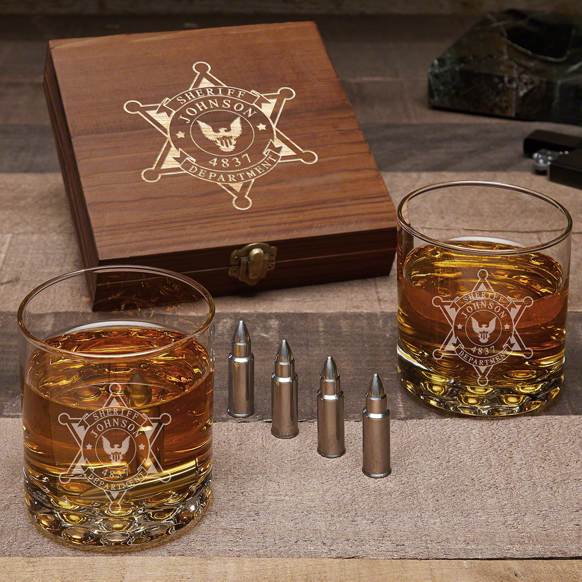 Personalized Bullet Whiskey Stones Set