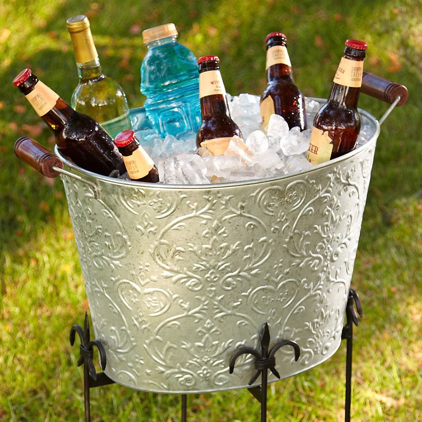 Silver Damask Beverage Bucket