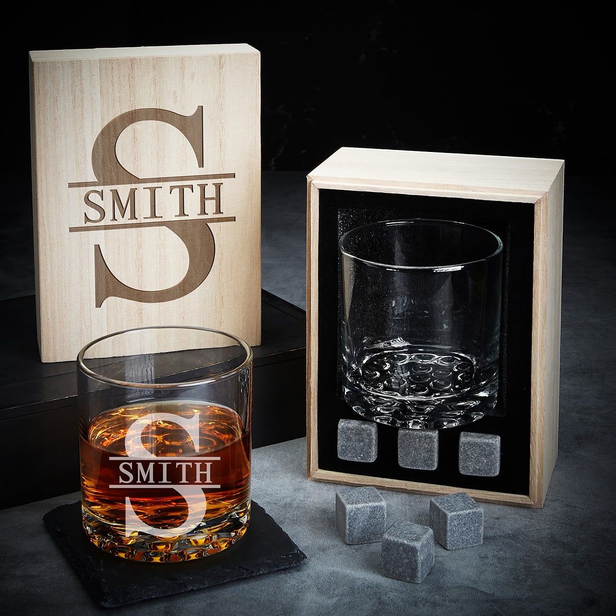 Custom Whiskey Glass Gift Set with Box