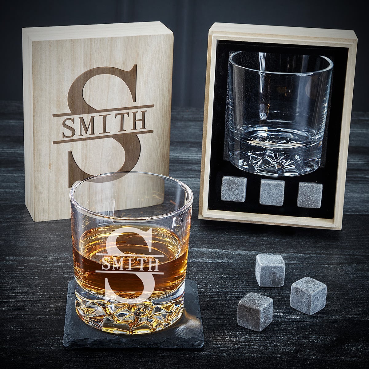 Groomsmen Gift Box with Custom Whiskey Glass