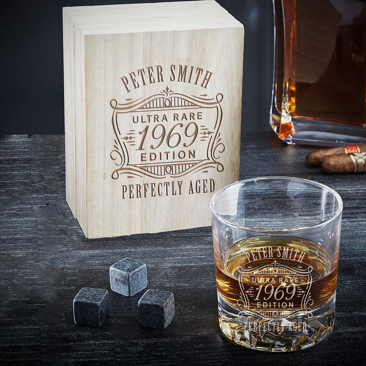 Personalized Bourbon Glass Set with Gift Box