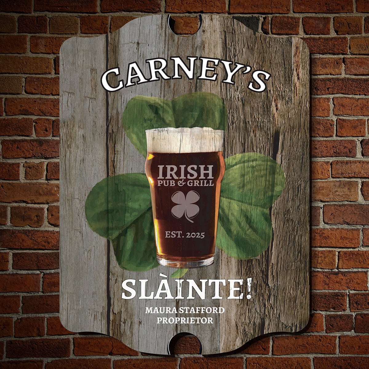 Slainte Toast Personalized Bar Sign