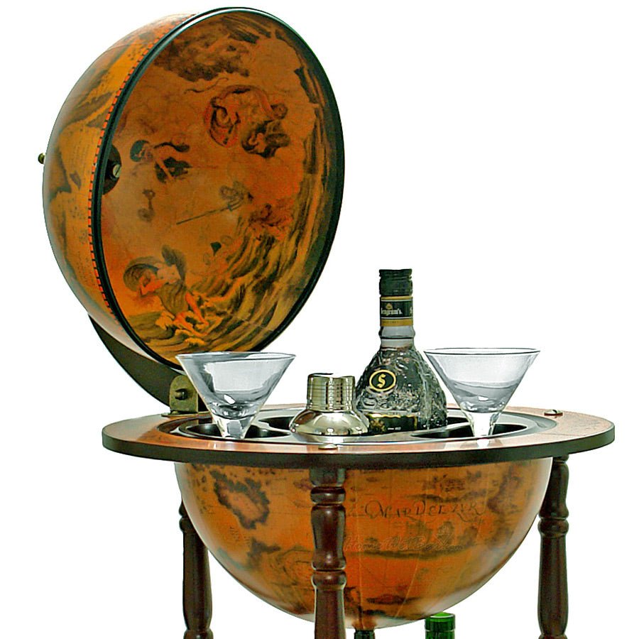 Small 16th - Century Italian Replica Globe Bar for Liquor - 17.5 diameter