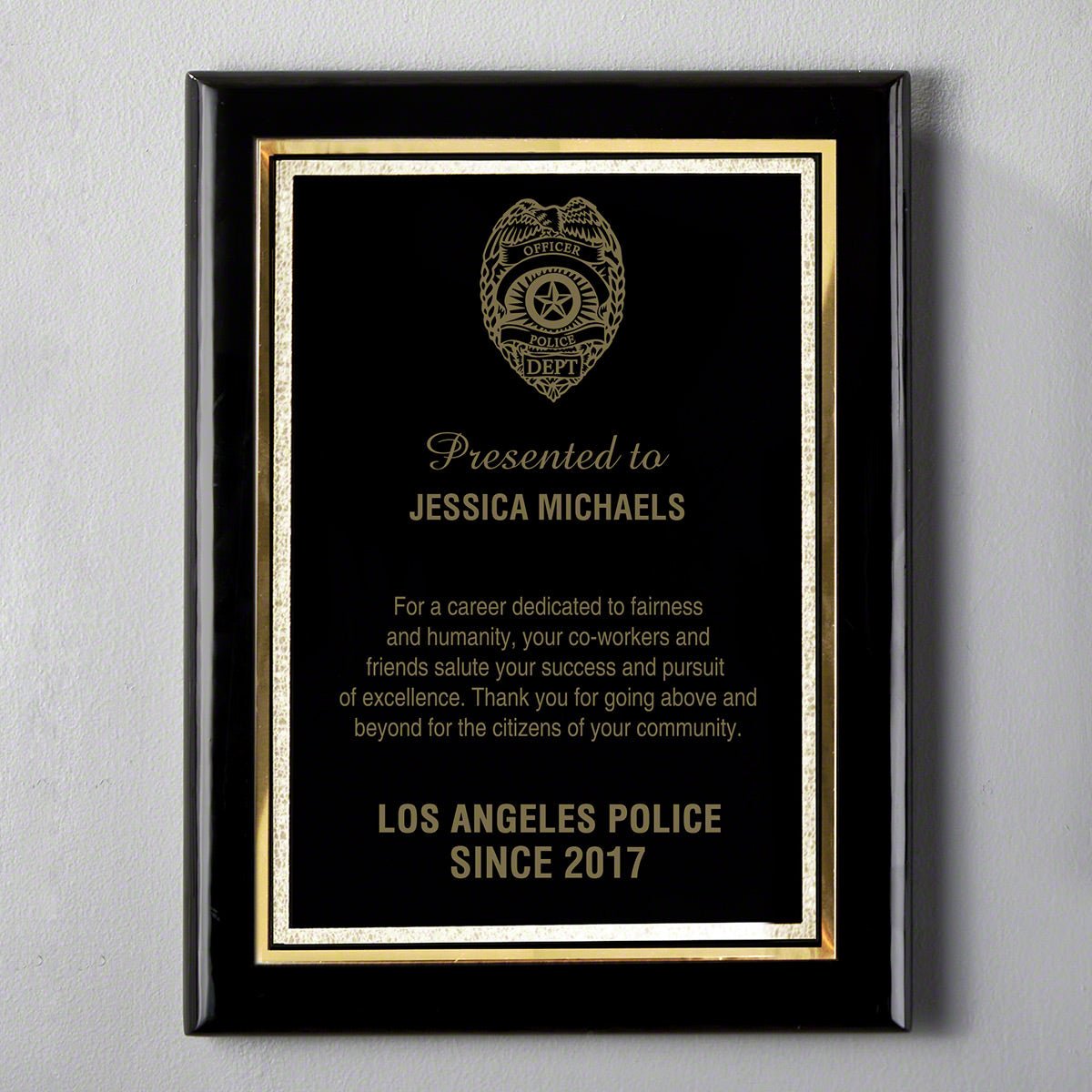 Small Black Custom Police Appreciation Plaque