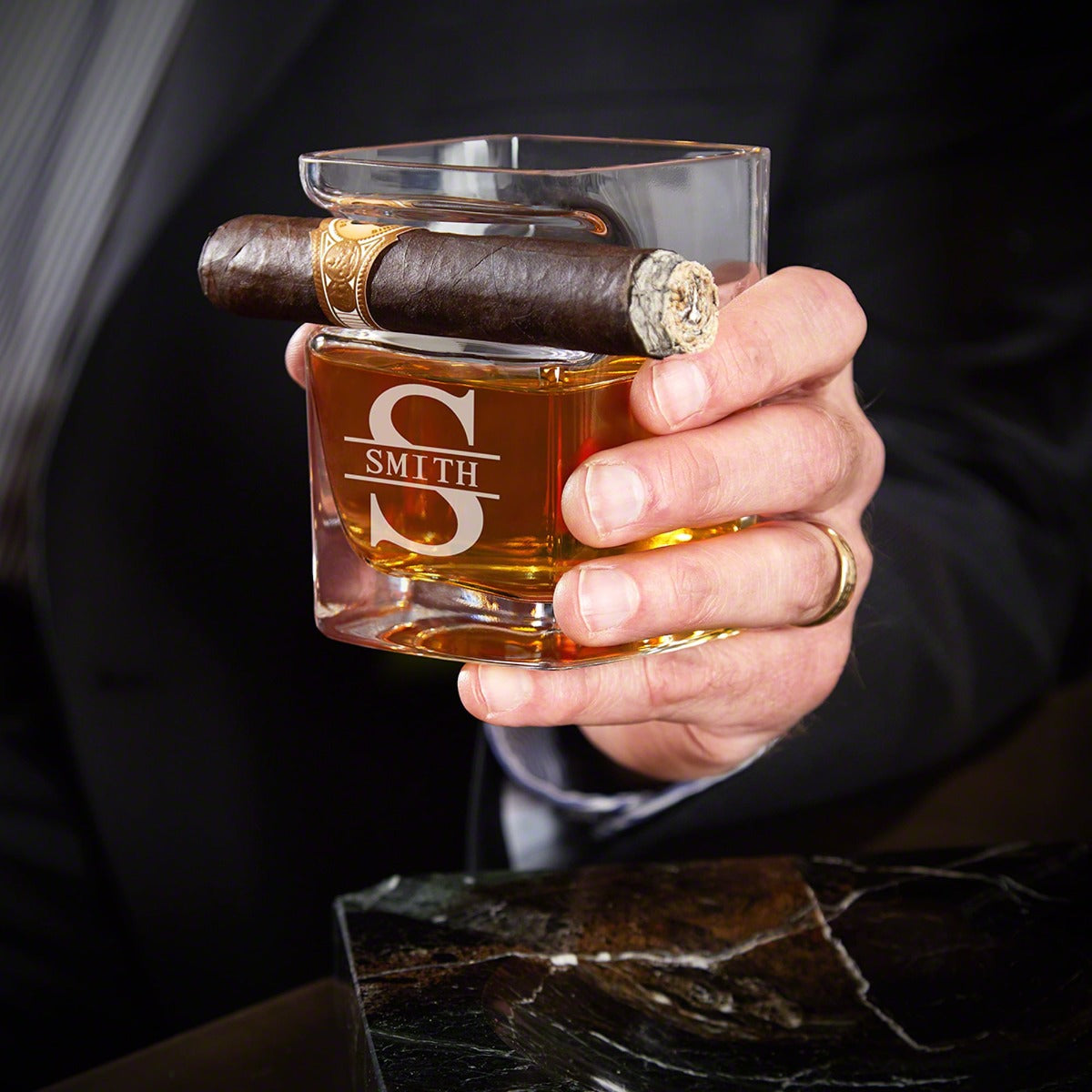 Custom Whiskey Cigar Glass Holder