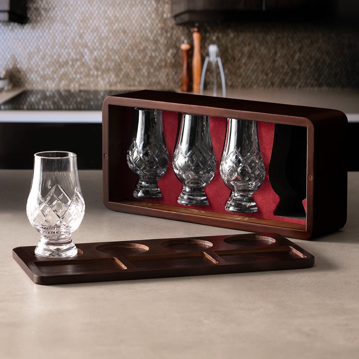 Stanton Cut Glencairn Crystal Glasses + Travel Whiskey Tasting Set