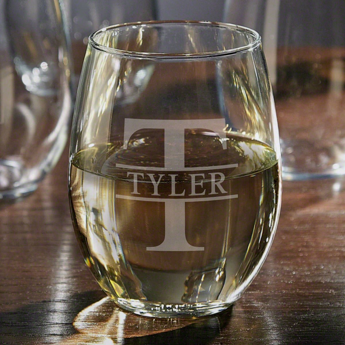 Stemless Custom Engraved Wine Glass